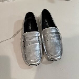Andrea Metallic Silver Loafers